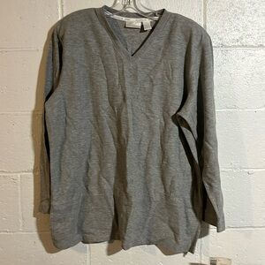 Liz Claiborne Gray V-Neck Jersey Top